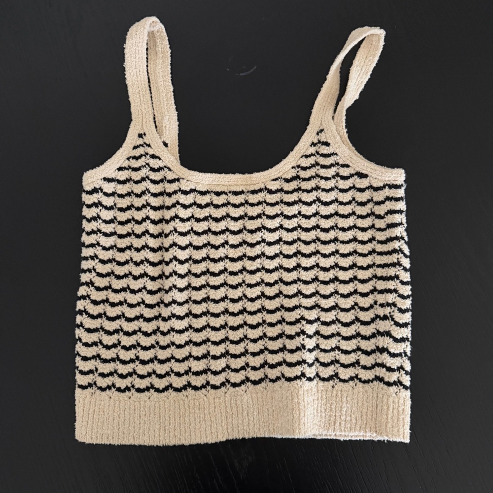 NWT Cream and Black Knit Tank